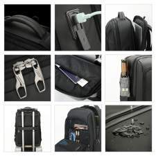 Waterproof backpack with USB and USB-C ports with logo printing 15.6