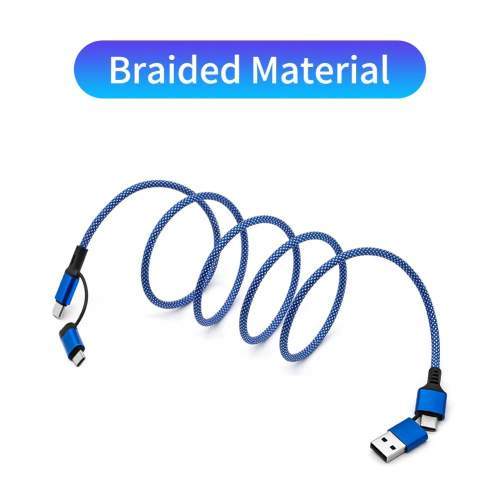 Promotional magnetic USB cable 4-in-1 60W SPIRAL with laser logo