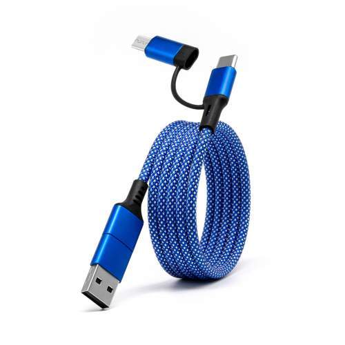 Promotional magnetic USB cable 4-in-1 60W SPIRAL with laser logo