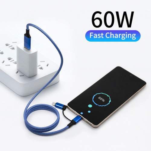 Promotional magnetic USB cable 4-in-1 60W SPIRAL with laser logo