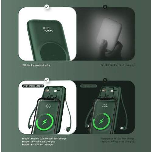 Powerbank z wbudowanymi kablami PRAGUE 10K 10000mAh