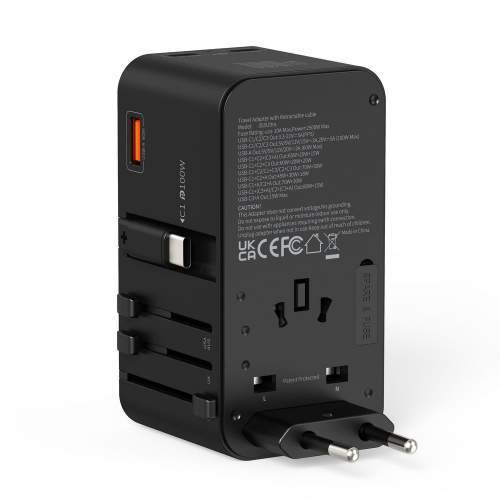 Travel Adapter GaN 100W with Retractable cable EXPLORER