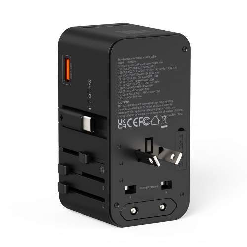Travel Adapter GaN 100W with Retractable cable EXPLORER