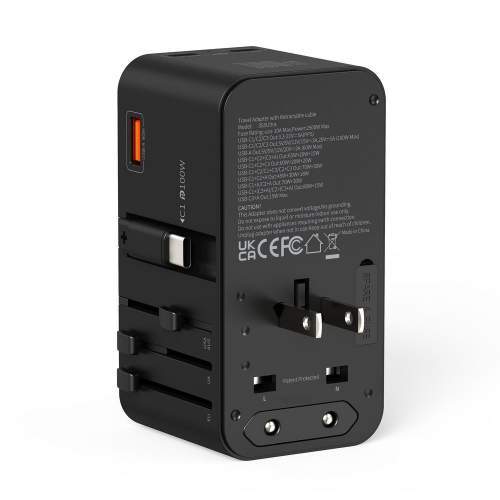Travel Adapter GaN 100W with Retractable cable EXPLORER
