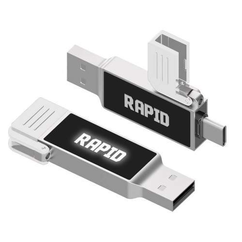 Pamięć USB 2w1 OTG USB-C z podświetlanym logo  8-128GB