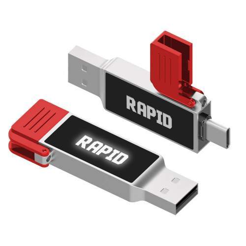 Pamięć USB 2w1 OTG USB-C z podświetlanym logo  8-128GB