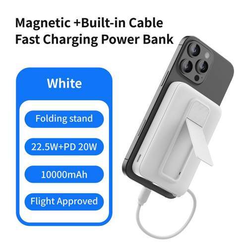 Magnetyczny Power Bank z kablem USB-C i podstawką PRESTO 10000mAh