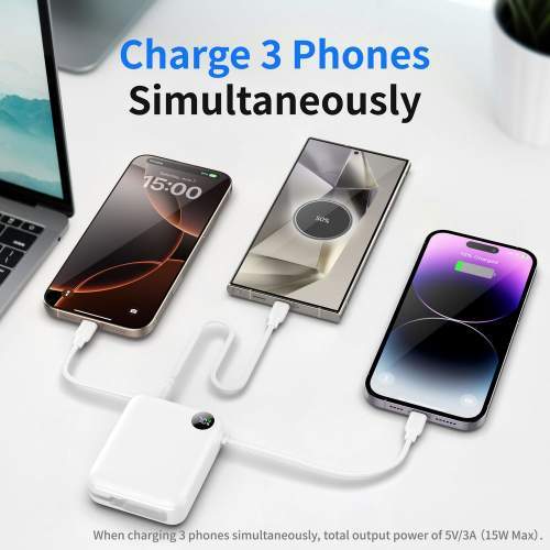 Power Bank z wbudowanymi kablami lightning i USB-C ZENOX 2 10000mAh
