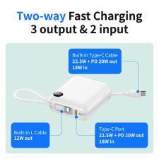 Power Bank z wbudowanymi kablami lightning i USB-C ZENOX 2 10000mAh