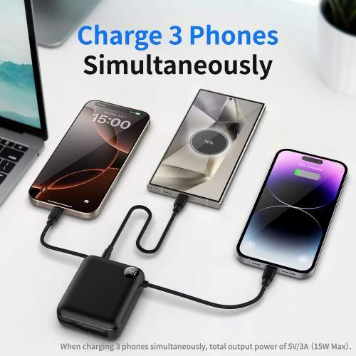 Power Bank with built-in lightning and USB-C cable ZENOX 2 10000mAh