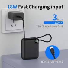 Power Bank with built-in lightning and USB-C cable ZENOX 2 10000mAh