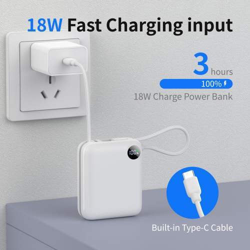 Power Bank z wbudowanymi kablami lightning i USB-C ZENOX 2 10000mAh