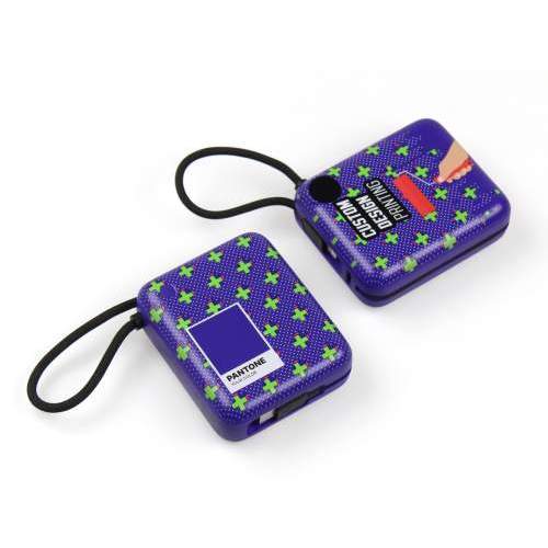 Promotional Power Bank with two Built-in Cables ZENOX 2 in Pantone Color with Print 10000mAh