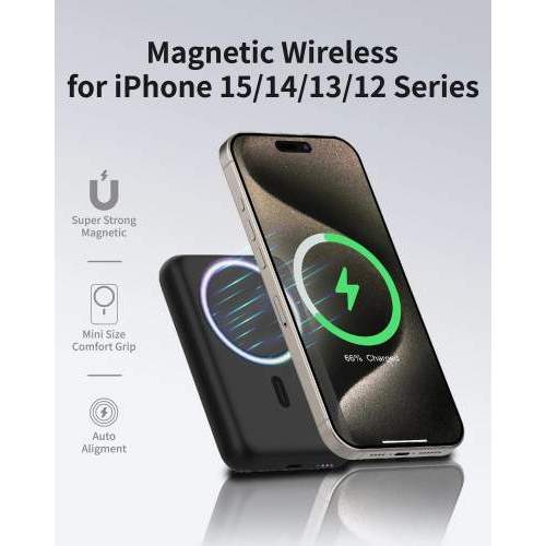 Magnetyczny power bank z ładowaniem bezprzewodowym MAGNETIX 10000mAh