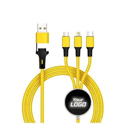 Illuminated logo 6-in-1 USB cable ATLANTA in Pantone color
