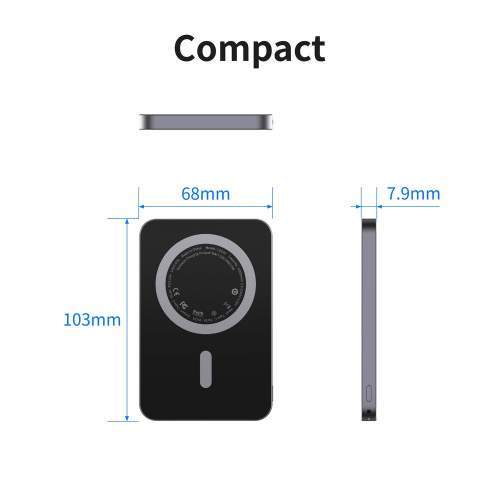 Ultracienki power bank magnetyczny TITAN 5000mAh