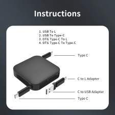 Wielofunkcyjny multikabel 4w1 60W ERVIK z podstawką pod telefon i logo