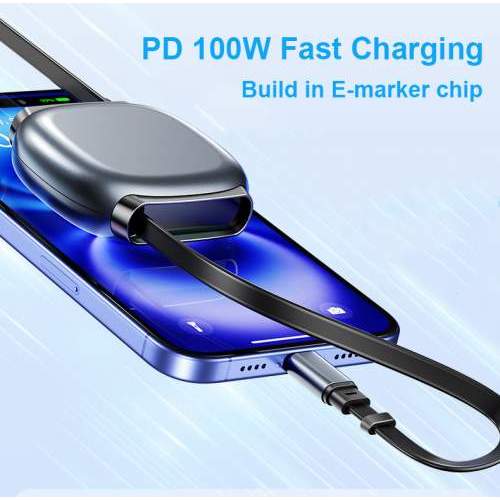 Retractable USB-C cable 100W LUKKA with full color print