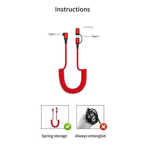 Kabel USB kątowy 90° 2w1 60W SPRING