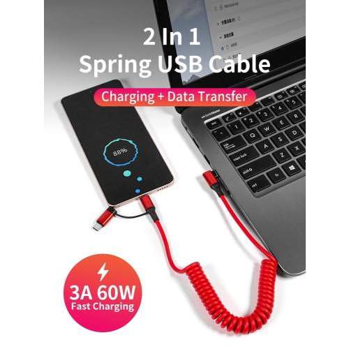 Kabel USB kątowy 90° 2w1 60W SPRING