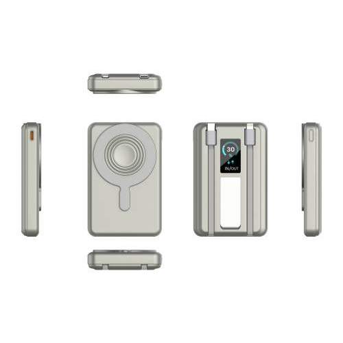 Magnetyczny Power Bank z kablami i wyświetlaczem cyfrowym ORION 10000mAh