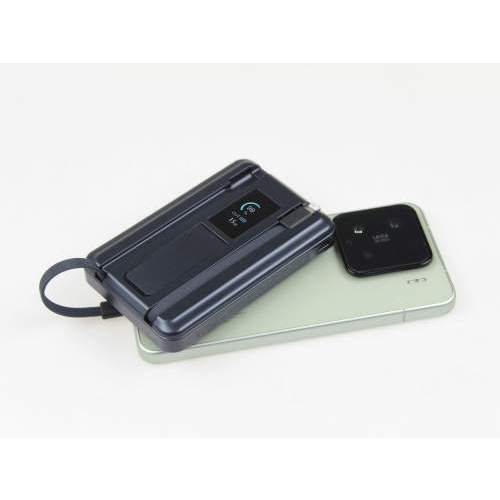 Magnetyczny Power Bank 4w1 z kablami i wyświetlaczem cyfrowym ORION z nadrukiem 10000mAh