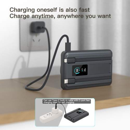 Magnetyczny Power Bank z kablami i wyświetlaczem cyfrowym ORION 10000mAh