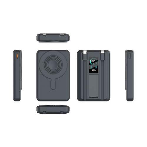Magnetyczny Power Bank z kablami i wyświetlaczem cyfrowym ORION 10000mAh