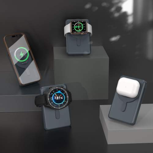 Magnetyczny Power Bank z kablami i wyświetlaczem cyfrowym ORION 10000mAh