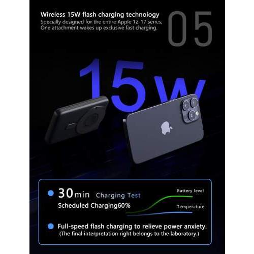 Magnetyczny Power Bank z kablem i inteligentnym wyświetlaczem ZENITH 10000mAh