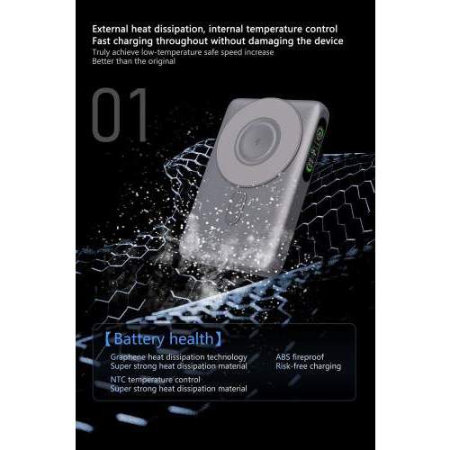 Magnetyczny Power Bank z kablem i inteligentnym wyświetlaczem ZENITH 10000mAh