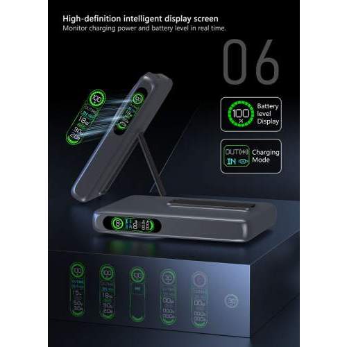 Magnetyczny Power Bank z kablem i inteligentnym wyświetlaczem ZENITH 10000mAh