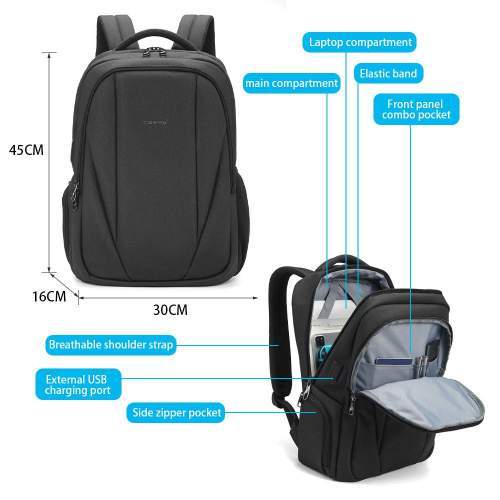 Lightweight minimalist backpack with USB with your printing 15.6