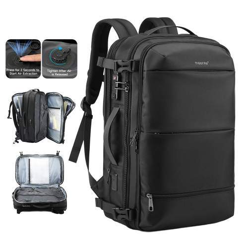 Urban backpack with automatic vacuum pump and TSA lock with logo 17.3