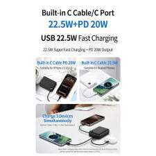 Power Bank with built-in USB-C cable and display ZENOX 20K 20000mAh