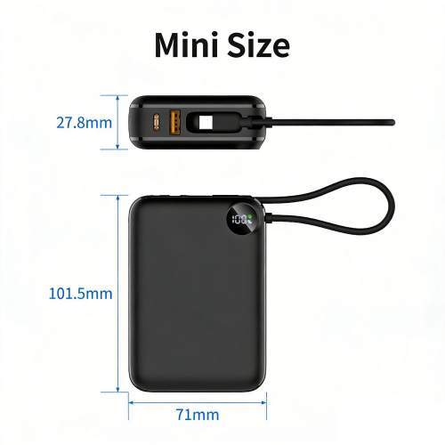 Power Bank z wbudowanym kablem USB-C i wyświetlaczem ZENOX 20K 20000mAh