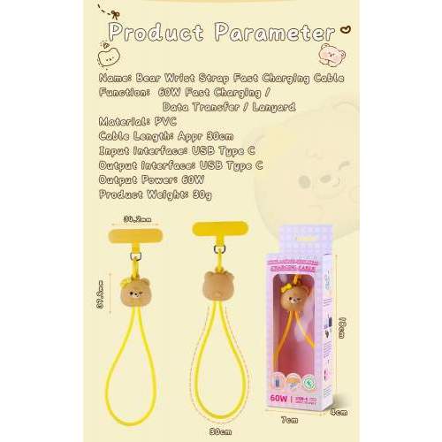 Wrist strap USB-C cable 60W HAWAII in custom shape