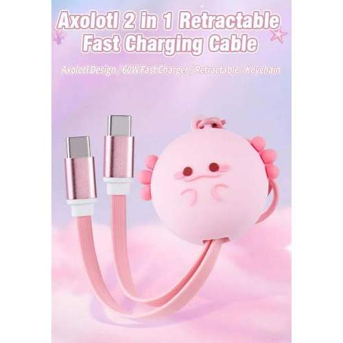 Retractable USB cable keychain 2-in-1 C-C 60W HONOLULU in custom shape 