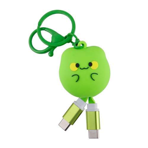 Retractable USB cable keychain 2-in-1 C-C 60W HONOLULU in custom shape 