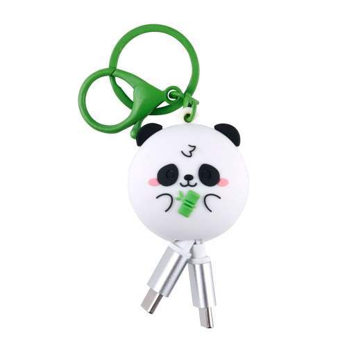 Retractable USB cable keychain 2-in-1 C-C 60W HONOLULU in custom shape 