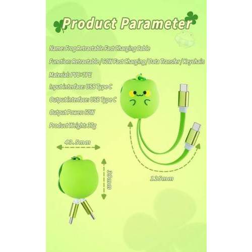 Retractable USB cable keychain 2-in-1 C-C 60W HONOLULU in custom shape 