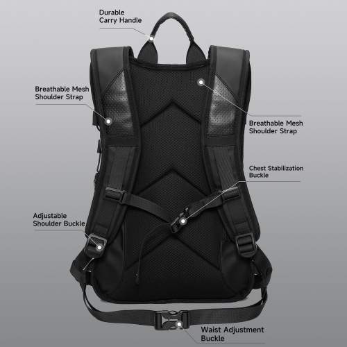 Plecak motocyklowy z uchwytem na kask i odblaskami 13