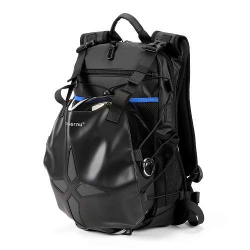 Plecak motocyklowy z uchwytem na kask i odblaskami 13