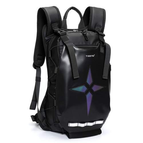 Plecak motocyklowy z uchwytem na kask i odblaskami 13