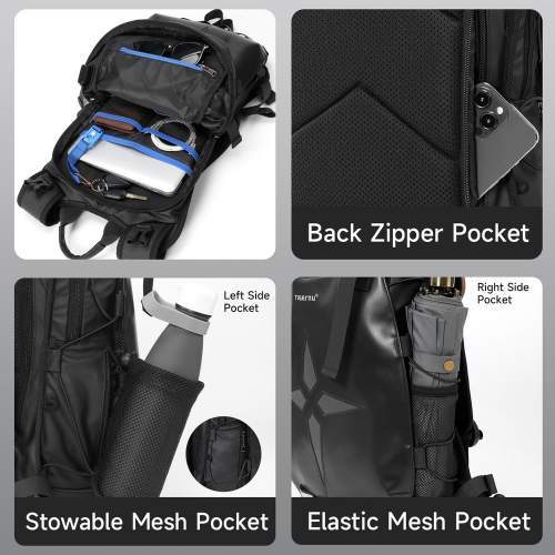 Plecak motocyklowy z uchwytem na kask i odblaskami 13