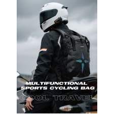 Plecak motocyklowy z uchwytem na kask i odblaskami 13