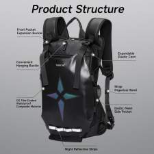 Plecak motocyklowy z uchwytem na kask i odblaskami 13