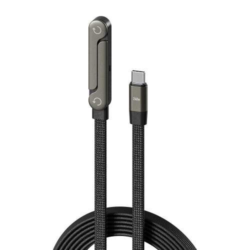 Kabel USB-C kątowy 90° 2w1 z podstawką 240W KINETIC z logo