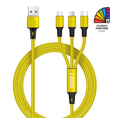 Bestsellerowy multikabel USB 3w1 TORONTO z grawerem i kolorem Pantone