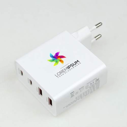 4-Port GaN wall charger PD100W USB A+C TURBO with logo printing